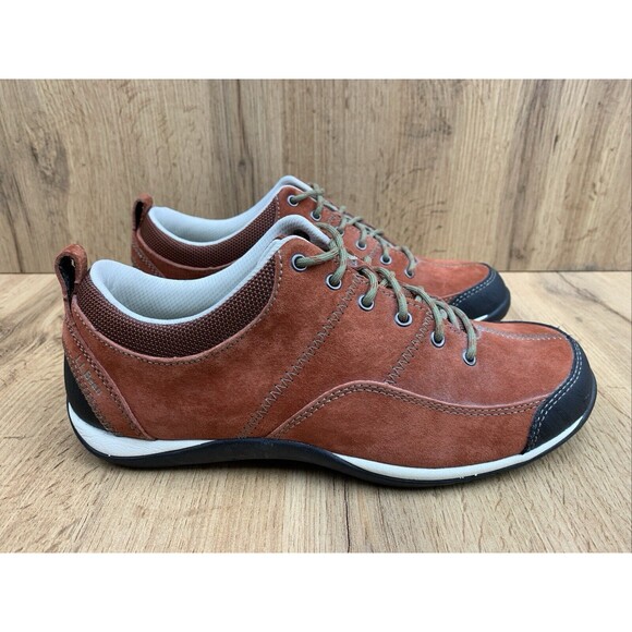 LL Bean BeanSport Lace Up Sneaker Shoes Womens Size 8 M Red Brick Suede Feldspar - Picture 2 of 15